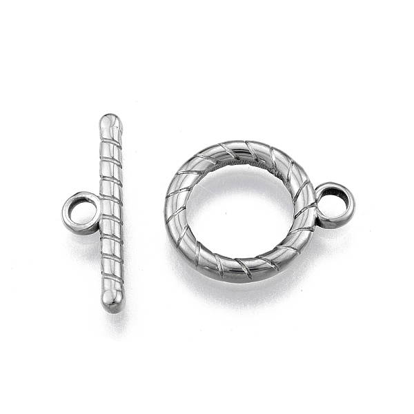 

PandaHall 201 Stainless Steel Toggle Clasps, Twist Ring, Stainless Steel Color, Bar: 6x21x2mm, Hole: 2.5mm, Ring: 19x15x2mm, Hole: 2.8mm 201...