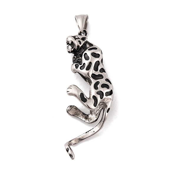 

PandaHall 304 Stainless Steel Big Pendants, Leopard Charm, Antique Silver, 61.5x21.5x13mm, Hole: 4.5x9mm 304 Stainless Steel Leopard