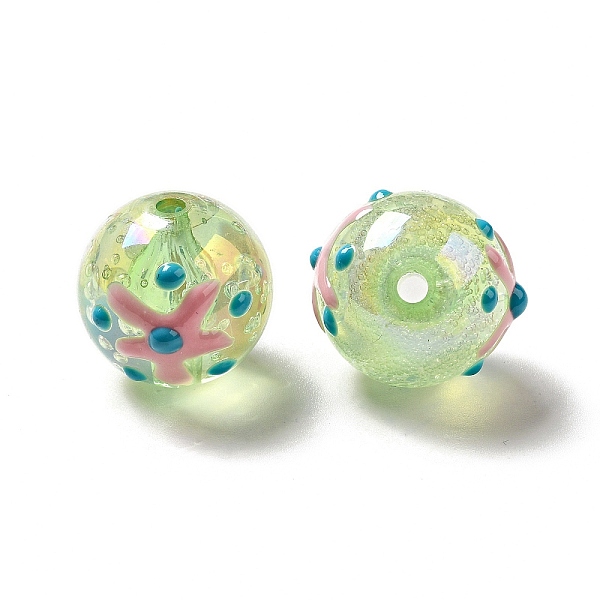 

PandaHall AB Color Transparent Crackle Acrylic Round Beads, Halloween Starfish Bead, with Enamel, Light Green, 19.5x20mm, Hole: 3mm Acrylic...