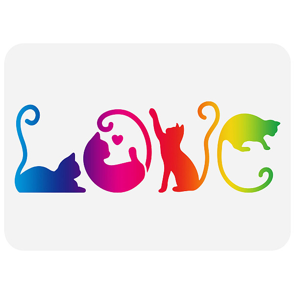 

PandaHall FINGERINSPIRE Love Cat Stencil 8.3x11.7inch Reusable Pet Cat Drawing Stencil DIY Craft Cute Kittens Painting Template for Home...