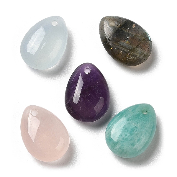 

PandaHall Natural Mixed Gemstone Teardrop Charms, for Pendant Necklace Making, 14x10x6mm, Hole: 1mm Mixed Stone Teardrop