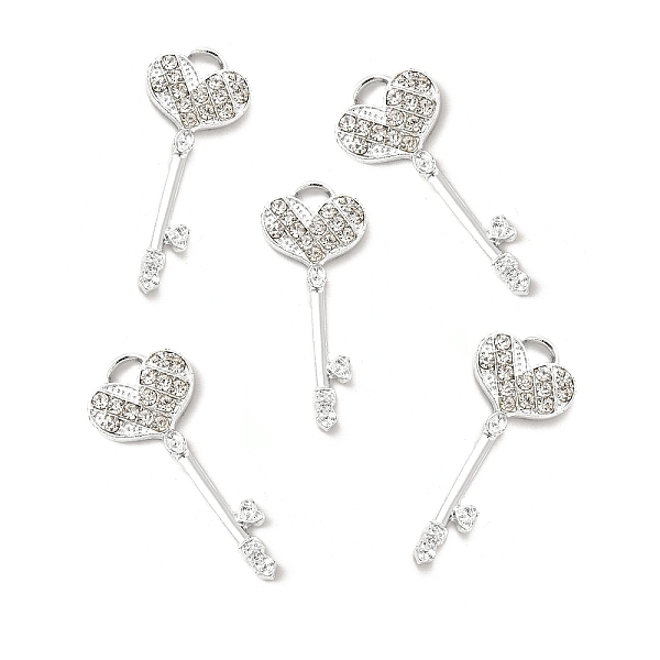 

PandaHall Alloy Rhinestone Pendants, Platinum Tone Heart Key Charms, Crystal, 36x14.5x2.5mm, Hole: 3x4mm Alloy+Rhinestone Key Clear