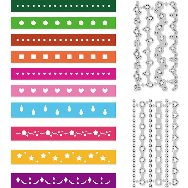 

PandaHall Carbon Steel Cutting Dies Stencils, Decorative Embossing Paper Card Making Template for DIY Scrapbooking, Art Craft, Stripe...