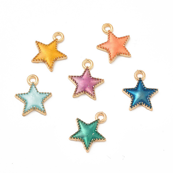 

PandaHall Alloy Enamel Charms, Star Charm, Light Gold, Mixed Color, 15x13x2mm, Hole: 2mm Alloy+Enamel Star Multicolor