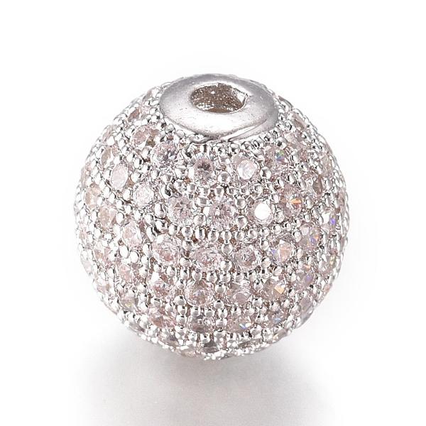 CZ Jewelry Brass Micro Pave Cubic Zirconia Round Beads