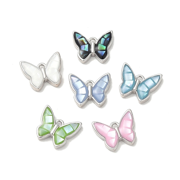 

PandaHall Rack Plating Brass & Shell Butterfly Charms with Epoxy Resin, Long-lasting Plated, Cadmium Free & Lead Free, Platinum, Mixed Color..., Multicolor