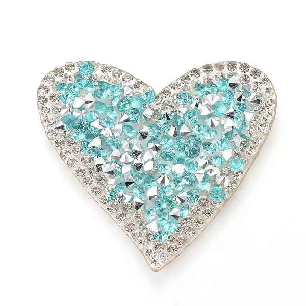 

PandaHall Plastic Clothing Patches, with Resin Rhinestone, Heart, Cyan, 43x50x2.5mm Resin Rhinestone Heart Cyan