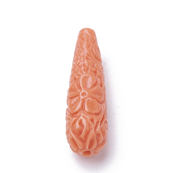 

PandaHall Synthetic Coral Beads, Dyed, teardrop, Light Salmon, 27~28x10~11mm, Hole: 1.5mm Synthetic Coral Teardrop Red