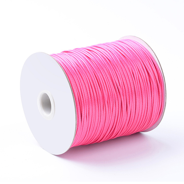 

PandaHall Korean Waxed Polyester Cords, Deep Pink, 3mm, about 43.74 yards(40m)/roll Waxed Polyester Cord Round Pink