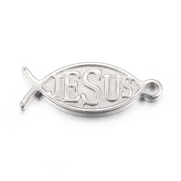 

PandaHall 304 Stainless Steel Pendants, For Easter, Ichthys with Word Jesus, Stainless Steel Color, 26.5x11x2mm, Hole: 2.5mm 304 Stainless...