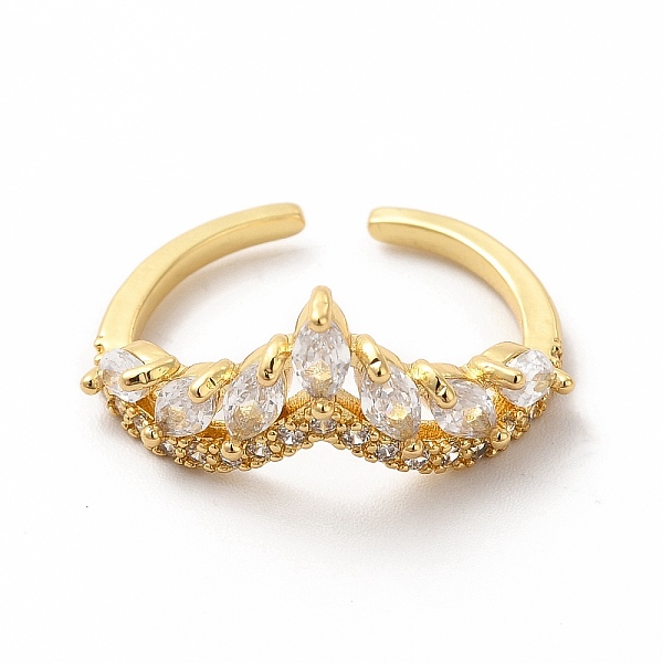 

PandaHall Clear Cubic Zirconia Crown Open Cuff Ring with Glass, Brass Jewelry for Women, Golden, Inner Diameter: 16mm Brass+Cubic Zirconia...