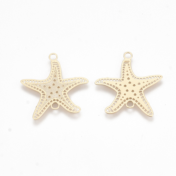 

PandaHall Brass Links connectors, Etched Metal Embellishments, Starfish/Sea Stars, Light Gold, 21x20.5x0.3mm, Hole: 1.8mm Brass Starfish