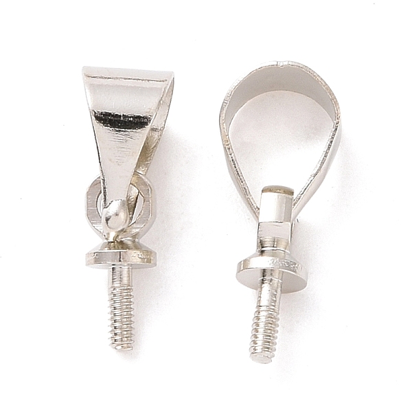 

PandaHall Brass Screw Eye Pin Peg Bails, For Half Drilled Beads, Platinum, 7x3mm Brass