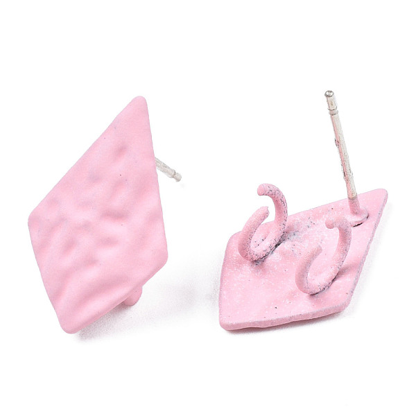 

PandaHall Spray Painted Iron Stud Earring Findings, with Double Vertical Loops, Kite, Pink, 18x11mm, Hole: 3mm, Pin: 0.7mm Iron Playing...