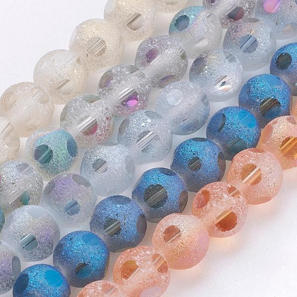 

PandaHall Electroplate Glass Beads Strands, Half Plated, Faceted, Frosted, Round, Mixed Color, 8mm, Hole: 1mm, about 46pcs/strand, 14.5 inch..., Multicolor