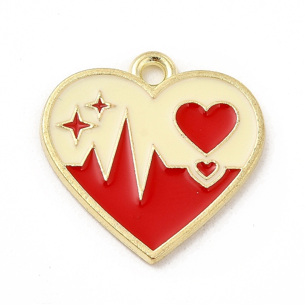 

PandaHall Alloy Enamel Pendants, Heart Charms, Light Gold, Red, 19.5x19.5x1.5mm, Hole: 1.8mm Alloy+Enamel Heart Red