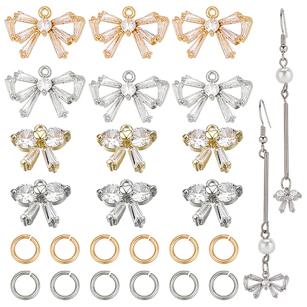 

PandaHall DELORIGIN 16Pcs 4 Style Bowknot Brass Micro Pave Clear Cubic Zirconia Charms, with 100Pcs Open Jump Rings, Platinum & Golden...