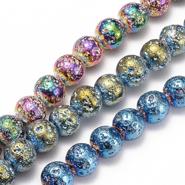 

PandaHall Electroplated Natural Lava Rock Beads Strands, Round, Bumpy, Mixed Color, 8~8.5mm, Hole: 1mm, about 50pcs/strand, 15.9 inch...
