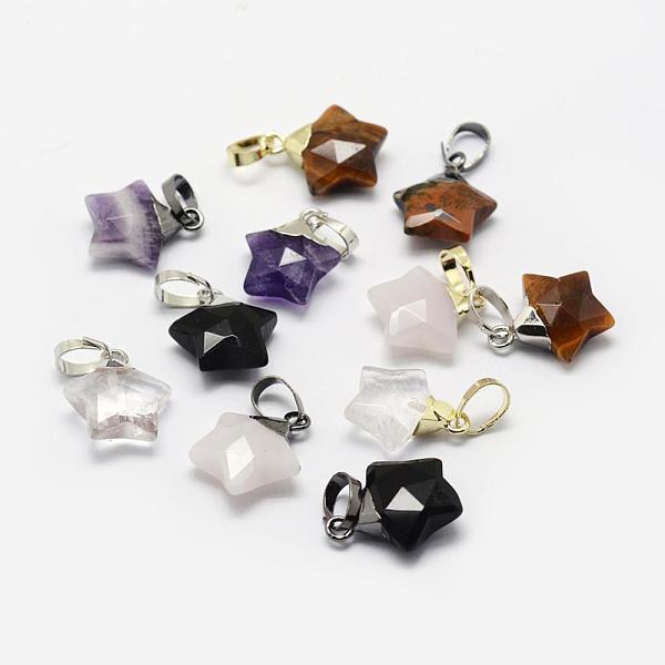 

PandaHall Natural & Synthetic Mixed Stone Charms, with Brass Findings, Long-Lasting Plated, Star, Mixed Color, 14~14.5x12~12.5x5mm, Hole..., Multicolor