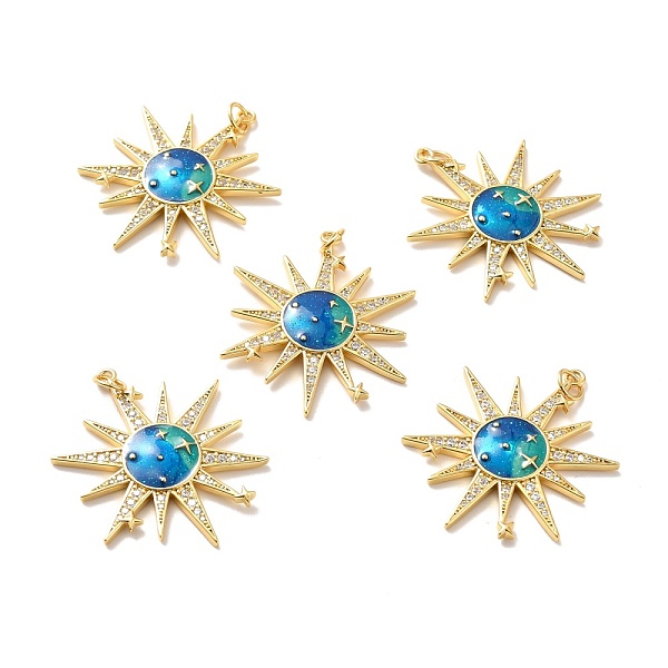 

PandaHall Rack Plating Brass Micro Pave Cubic Zirconia Pendants, Cadmium Free & Lead Free & Nickle Free, with Enamel, Real 18K Gold Plated...