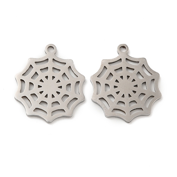 

PandaHall 201 Stainless Steel Pendants, Spider Web Charm, Stainless Steel Color, 15x18x0.8mm, Hole: 1.4mm 201 Stainless Steel Others