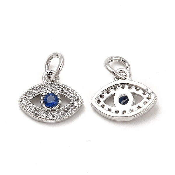 

PandaHall Brass Micro Pave Cubic Zirconia Charms, with Jump Ring, Evil Eye Charm, Platinum, 9x10.5x2mm, Hole: 3.3mm Brass+Cubic Zirconia..., Clear