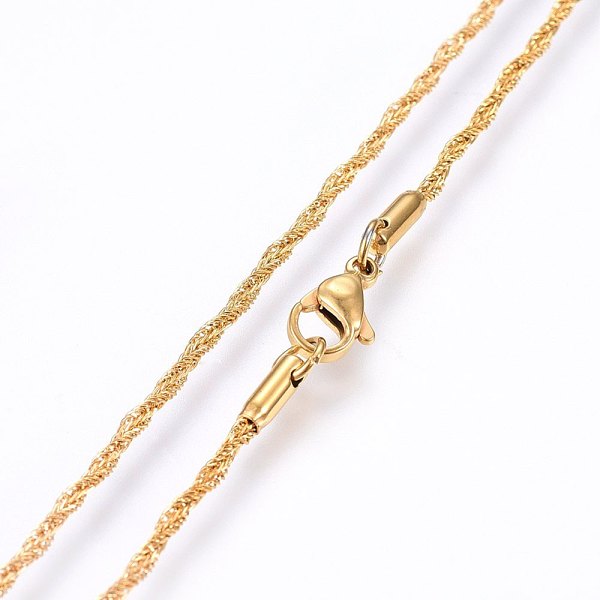 

PandaHall 304 Stainless Steel Rope Chain Necklaces, with Lobster Claw Clasps, Golden, 17.7 inch(45cm), 1.5mm 304 Stainless Steel