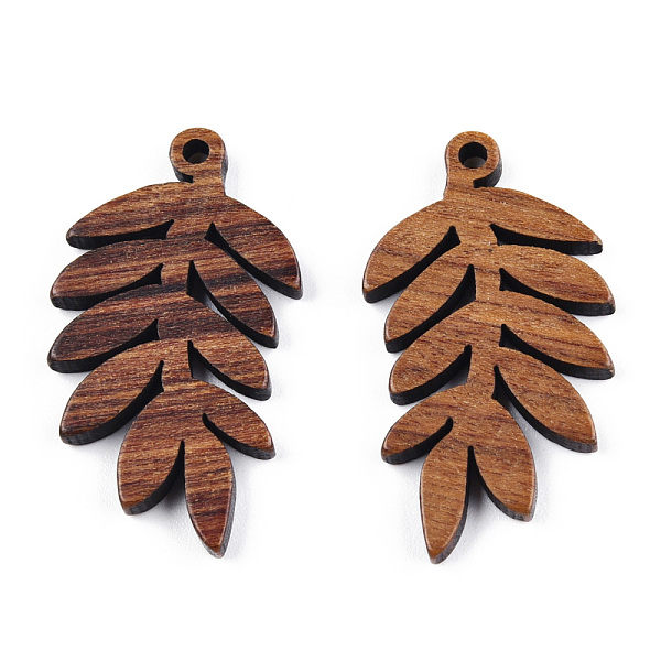 

PandaHall Natural Walnut Wood Pendants, Undyed, Leaf Charm, Camel, 30.5x17x2.5mm, Hole: 1.6mm Wood Leaf Brown