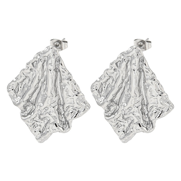 

PandaHall 304 Stainless Steel Stud Earrings, Textured Rhombus, Stainless Steel Color, 36.5x31mm 304 Stainless Steel Rhombus
