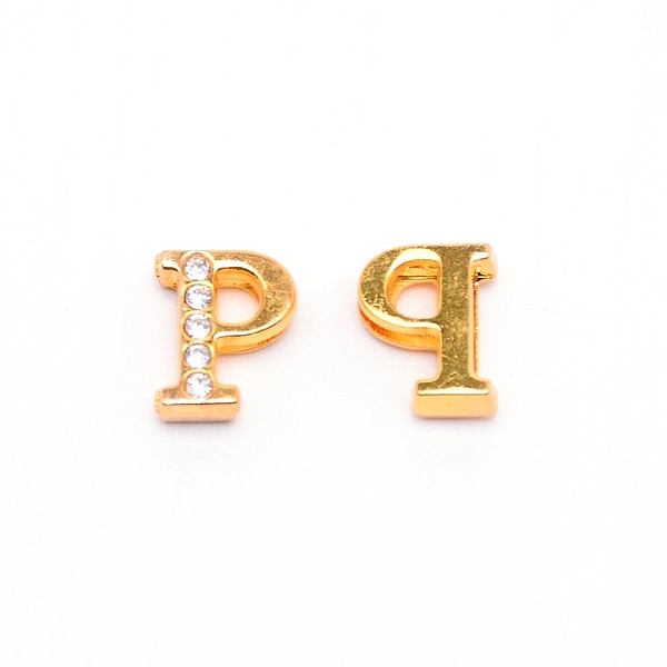 

PandaHall Alloy Slide Charms, with Crystal Rhinestone and Initial Letter A~Z, Letter.P, P: 11.5x9.5x4mm, Hole: 1.5x8mm Alloy+Rhinestone...