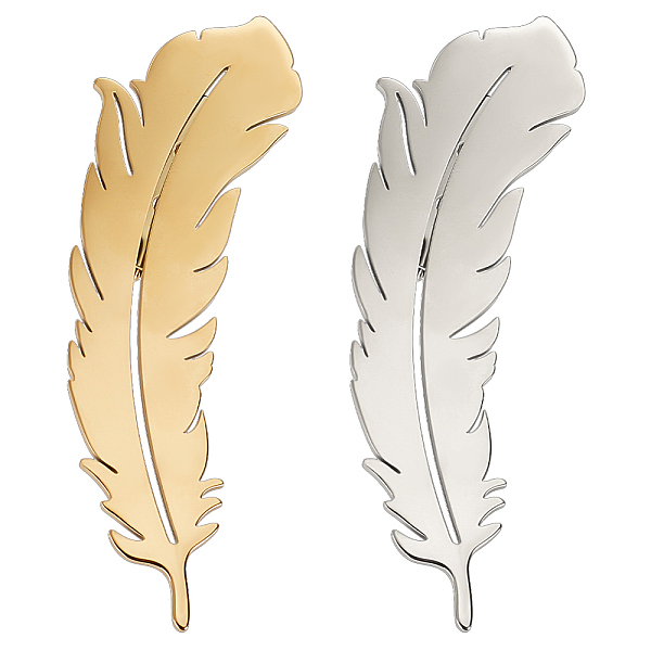 

PandaHall HOBBIESAY 2Pcs 2 Colors 201 Stainless Steel Feather Lapel Pin, Creative Badge for Backpack Clothes, Golden & Stainless Steel Color...