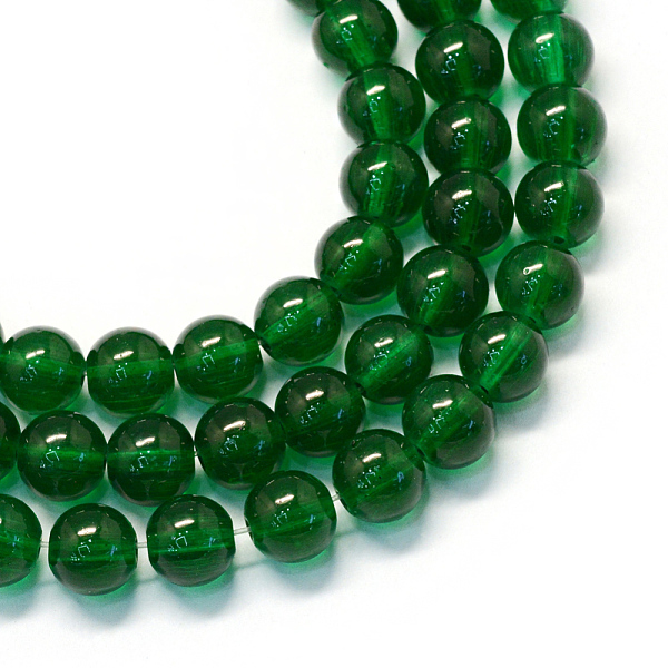 

PandaHall Baking Painted Transparent Glass Round Bead Strands, Green, 10~10.5mm, Hole: 1.5mm, about 85pcs/strand, 31.4 inch Glass Round...