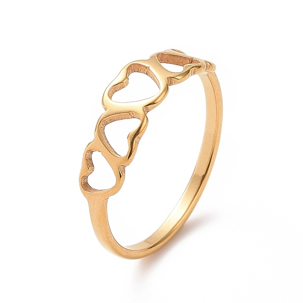 

PandaHall Ion Plating(IP) 201 Stainless Steel Hollow Heart Finger Ring for Women, Golden, US Size 6 1/2(16.9mm) 201 Stainless Steel