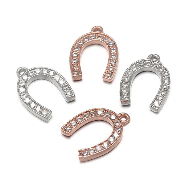 

PandaHall Horseshoe Brass Micro Pave Cubic Zirconia Charms, Grade AAA, Lead Free & Nickel Free & Cadmium Free, Mixed Color, 14.5x10x2mm...
