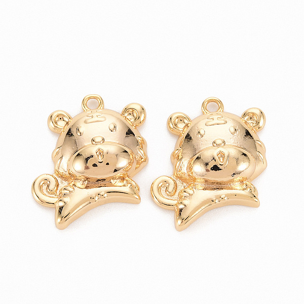 

PandaHall Brass Pendants, Nickel Free, Tiger, Real 18K Gold Plated, 18x17x5.5mm, Hole: 1.5mm Brass Tiger