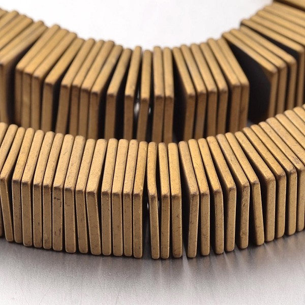 

PandaHall Electroplate Non-magnetic Synthetic Hematite Bead Strands, Frosted, Square Heishi Beads, Thin Slice Beads, Golden Plated, 8x8x1mm...