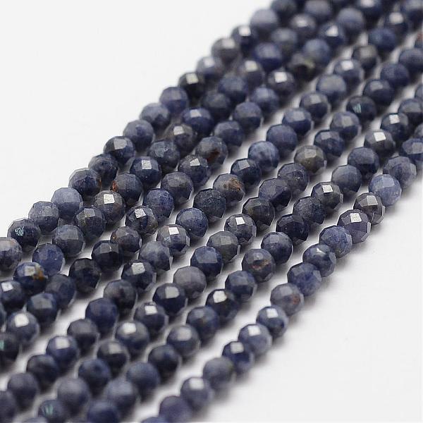

PandaHall Natural Sapphire Bead Strands, Faceted, Round, 3mm, Hole: 0.5mm, about 120~124pcs/strand, 12.8 inch(325mm) Sapphire Round
