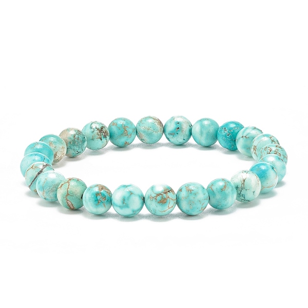 

PandaHall Natural Howlite Round Beaded Stretch Bracelet, Gemstone Jewelry for Women, Beads: 8mm, Inner Diameter: 2-1/8 inch(5.5cm) Howlite..., Green