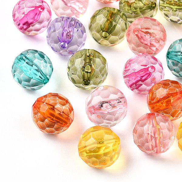 

PandaHall Transparent Acrylic Beads, Faceted, Round, Mixed Color, 12x11.5mm, Hole: 1.8mm, about 550pcs/500g Acrylic Round Multicolor