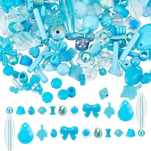 About 210 Pcs Deep Sky Blue Czech Faceted Fire Polished Beads