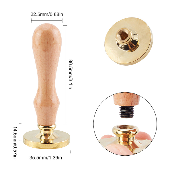 

PandaHall CRASPIRE DIY Wax Seal Stamp Kit, Including Round Blank Wax Seal Brass Stamp Head, with Beech Wood Handles, For Retro Vintage Wax..., Orange