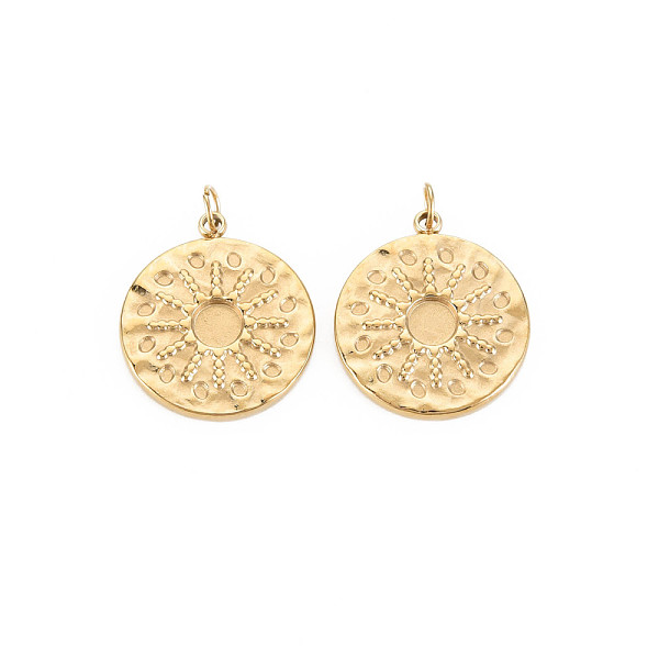 

PandaHall Ion Plating(IP) 304 Stainless Steel Pendant Enamel Settings, with Jump Rings, Flat Round, Real 14K Gold Plated, 18.5x16x2mm, Jump...