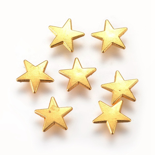 PandaHall Zinc Alloy Cabochons, for DIY Crystal Epoxy Resin Material Filling, Star, Golden, 7.5x8x1mm, about 100pcs/bag Alloy Star