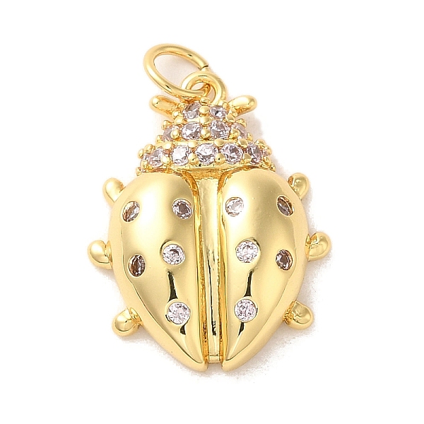 

PandaHall Brass Cubic Zirconia Pendants, with Jump Ring, Ladybug, Real 14K Gold Plated, 20x15.5x4.5mm, Hole: 3.5mm Brass+Cubic Zirconia..., Clear