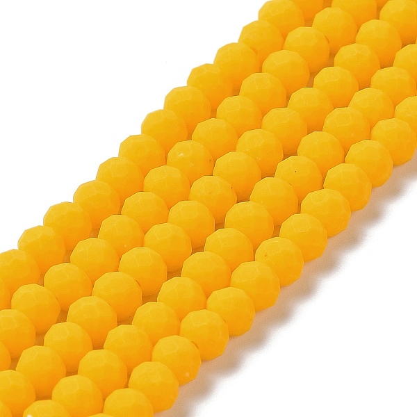 

PandaHall Glass Beads Strands, Faceted, Frosted, Rondelle, Gold, 3.5mm, Hole: 1mm, about 113~115pcs/strand, 32~33cm Glass Rondelle Gold