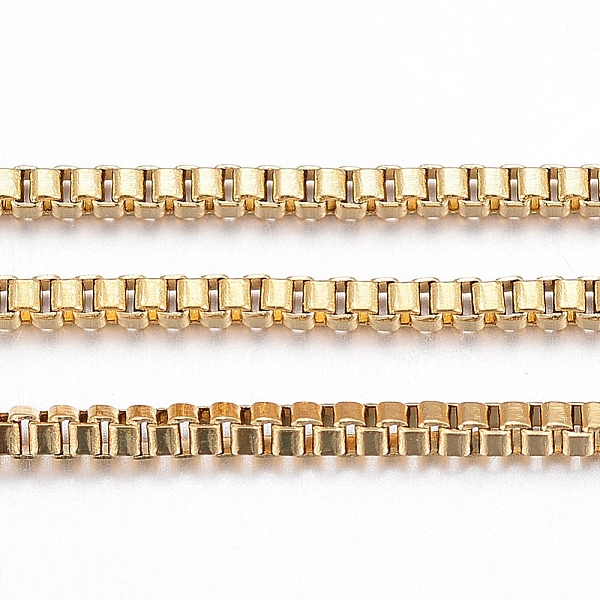 

PandaHall Ion Plating(IP) 304 Stainless Steel Venetian Chains/Box Chains, Unwelded, with Spool, Golden, 1.2x1.2mm, about 32.8 Feet(10m)/roll...