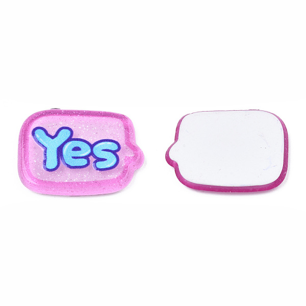 

PandaHall Transparent Printed Acrylic Cabochons, with Glitter Powder, YES, Violet, 15.5x20.5x2.5mm Acrylic Word Purple