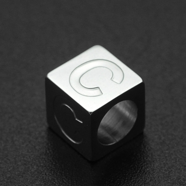 

PandaHall 201 Stainless Steel European Beads, Large Hole Beads, Horizontal Hole, Cube, Stainless Steel Color, Letter.C, 7x7x7mm, Hole: 5mm...