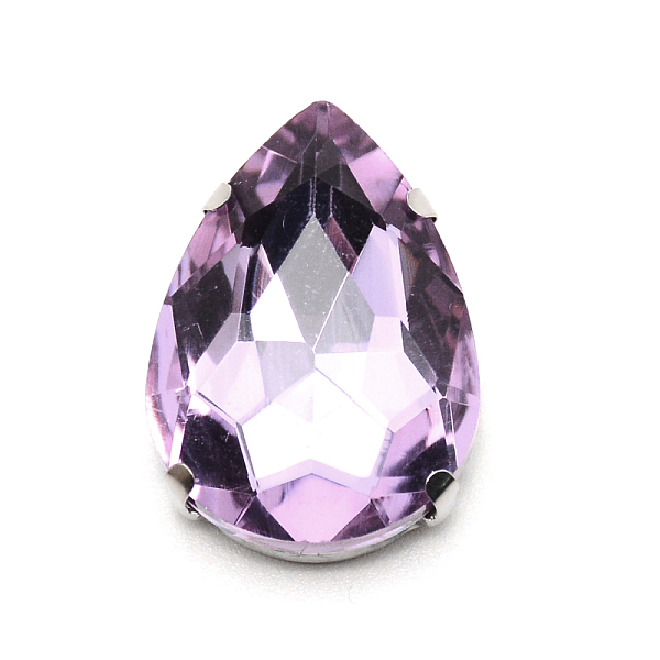 

PandaHall Sew on Rhinestone, Glass Rhinestone Faceted Cabochons, with Platinum Brass Base, Garment Accessories, Teardrop, Tanzanite..., Purple