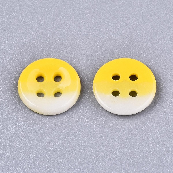 

PandaHall 4-Hole Handmade Lampwork Sewing Buttons, Tri-colored, Flat Round, Yellow, 11.5x2.5mm, Hole: 1.2mm Lampwork Flat Round Yellow